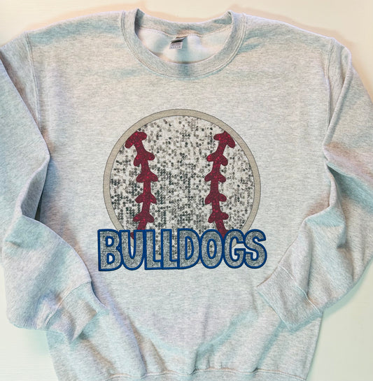 Bulldogs Baseball/Softball Faux Glitter Shirt