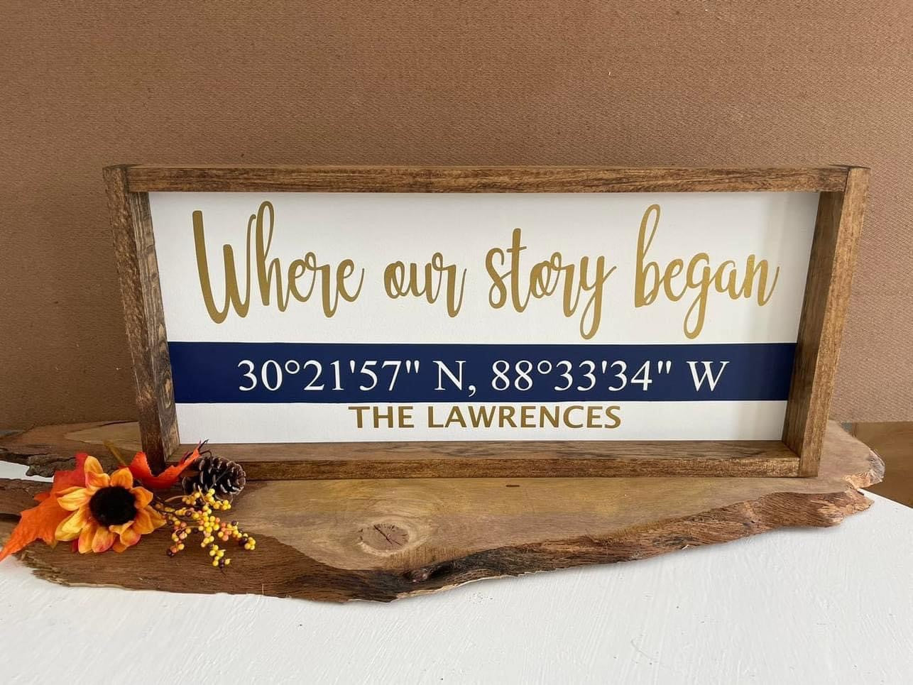 Where Our Story Began Coordinates Sign