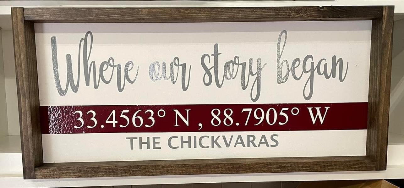 Where Our Story Began Coordinates Sign