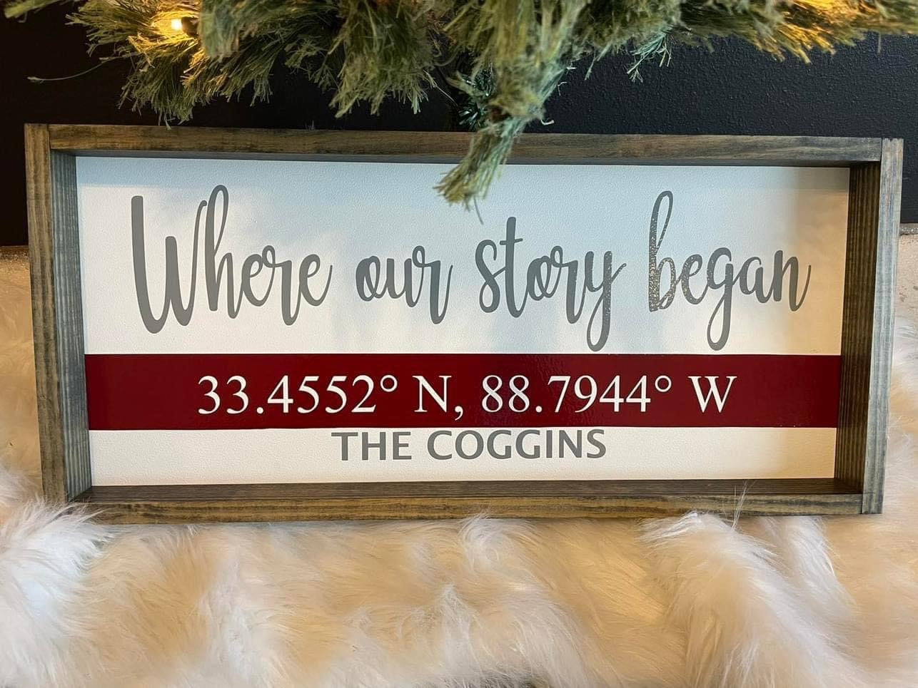 Where Our Story Began Coordinates Sign