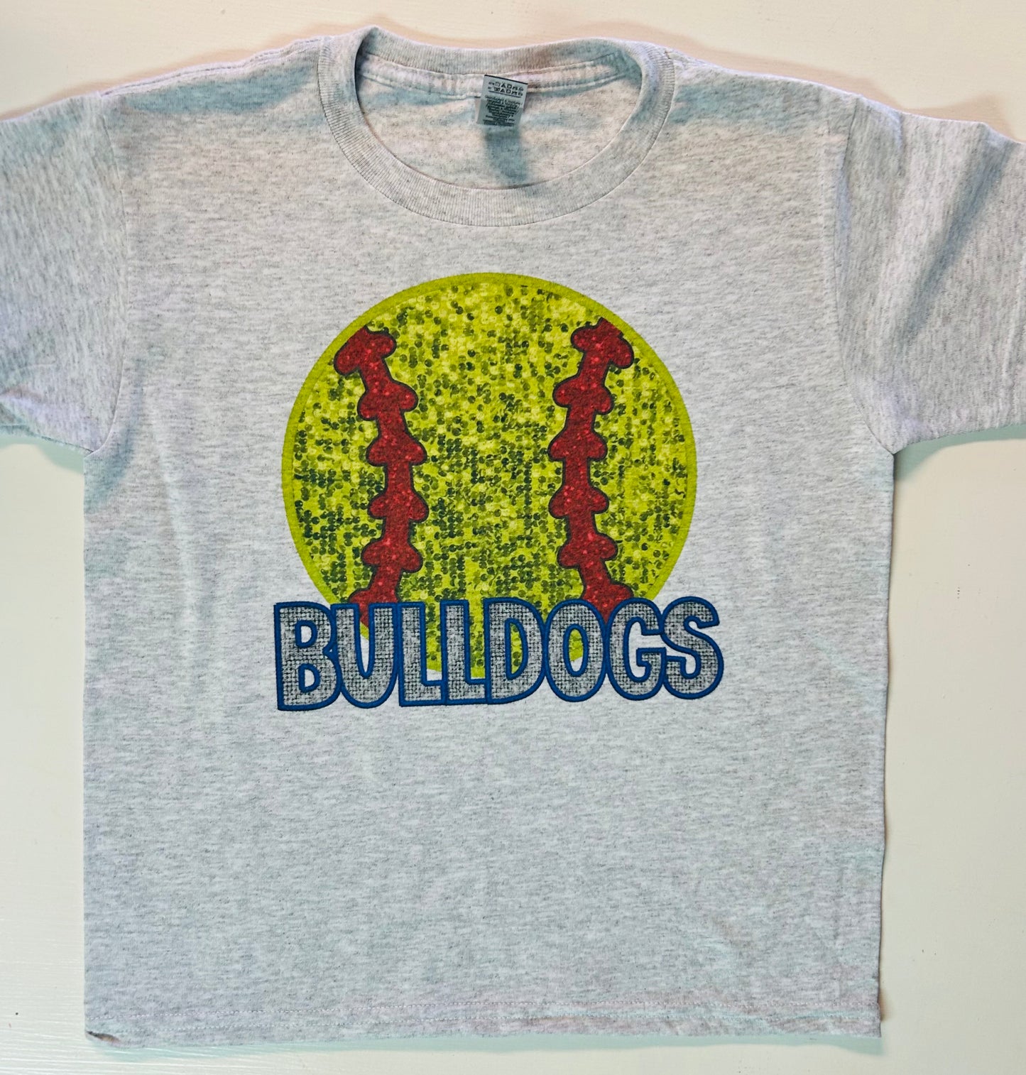 Bulldogs Baseball/Softball Faux Glitter Shirt