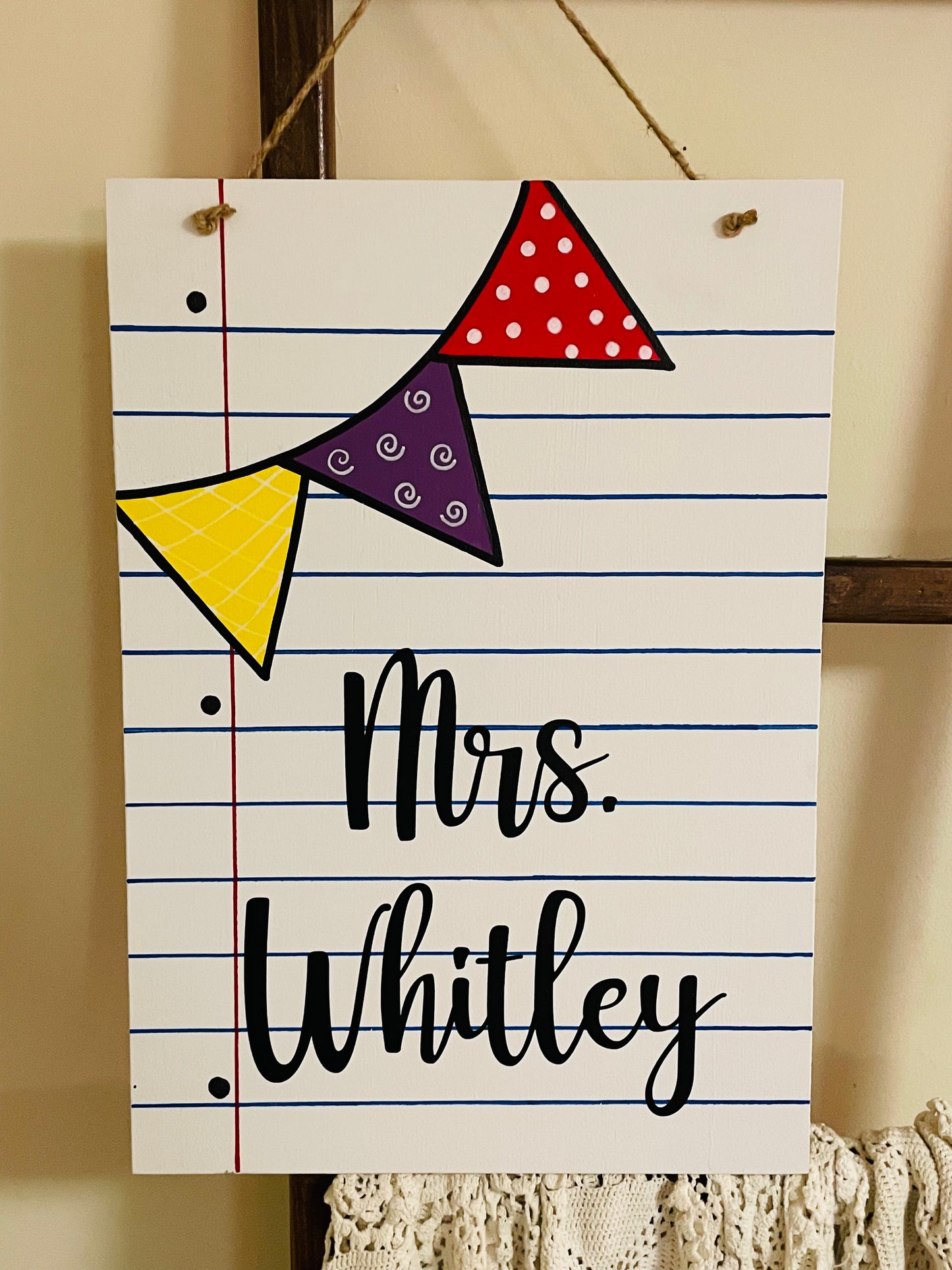 Notebook Paper Door Hanger