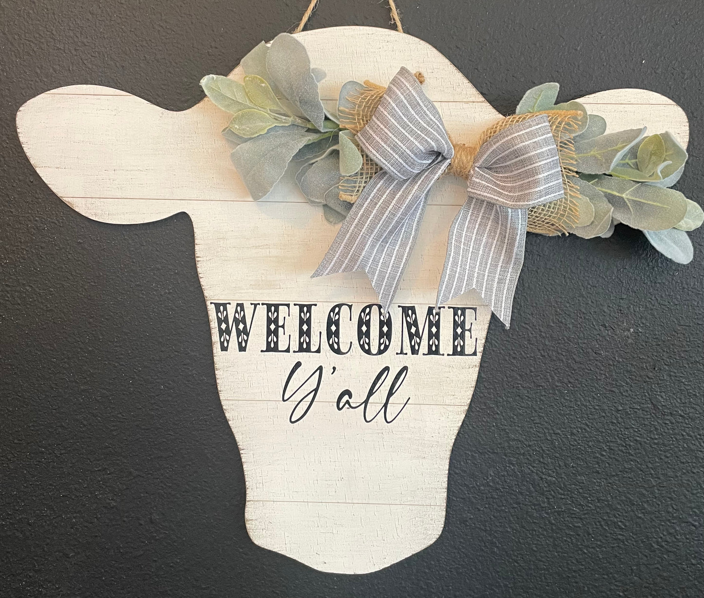 Welcome Y'all Cow Door Hanger